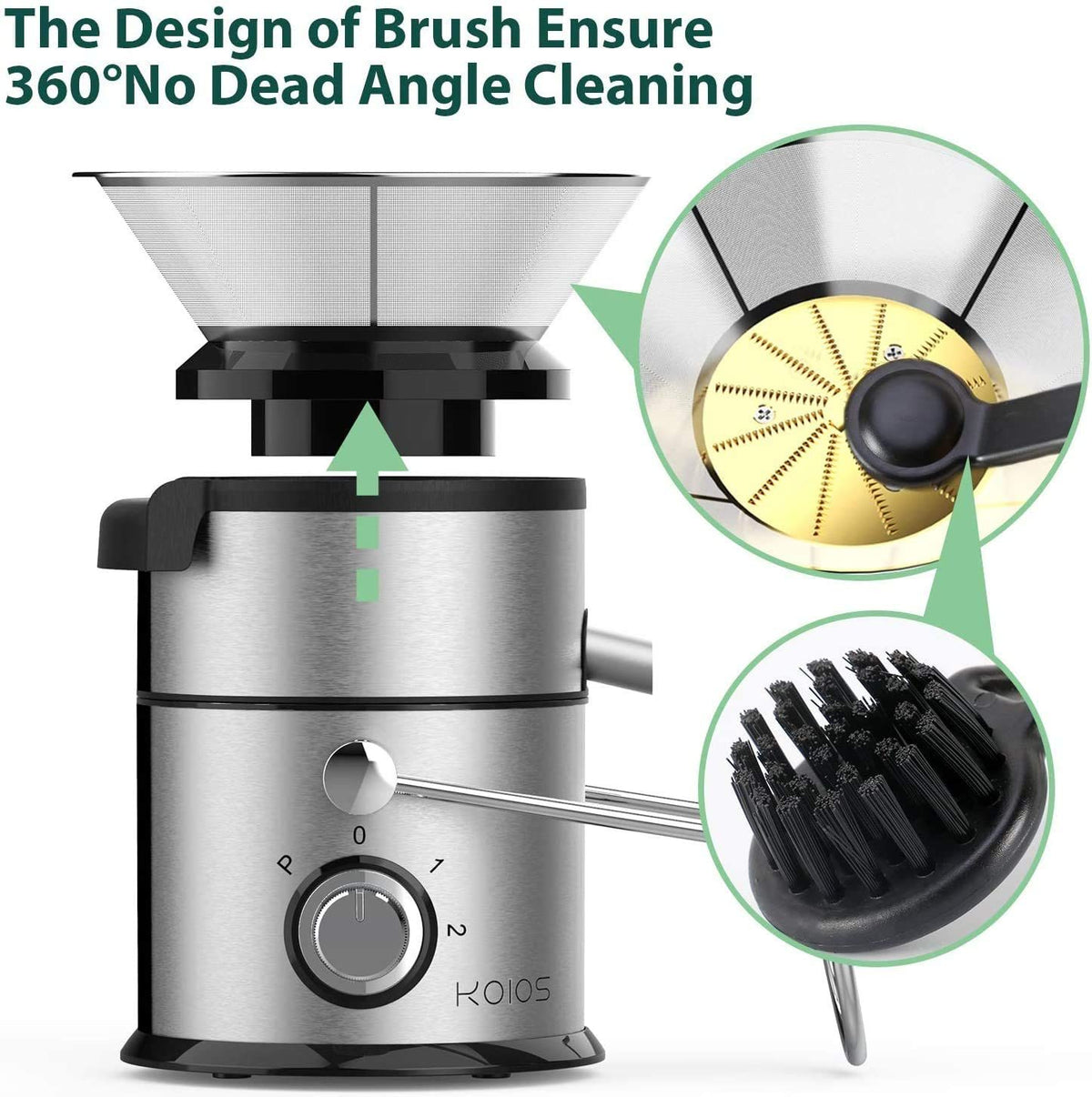 KOIOS Centrifugal Juicer Machines, Juice Extractor with Big Mouth 3” Feed Chute