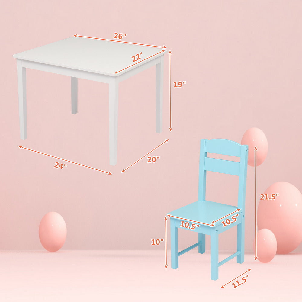 Kids Wooden Table and 4 Chair Set, 5 Pieces Set Includes 4 Chairs and 1 Activity Table, Toddler Table for 3-7 Years, Playroom Furniture, Picnic Table w/Chairs, Dining Table Set XH