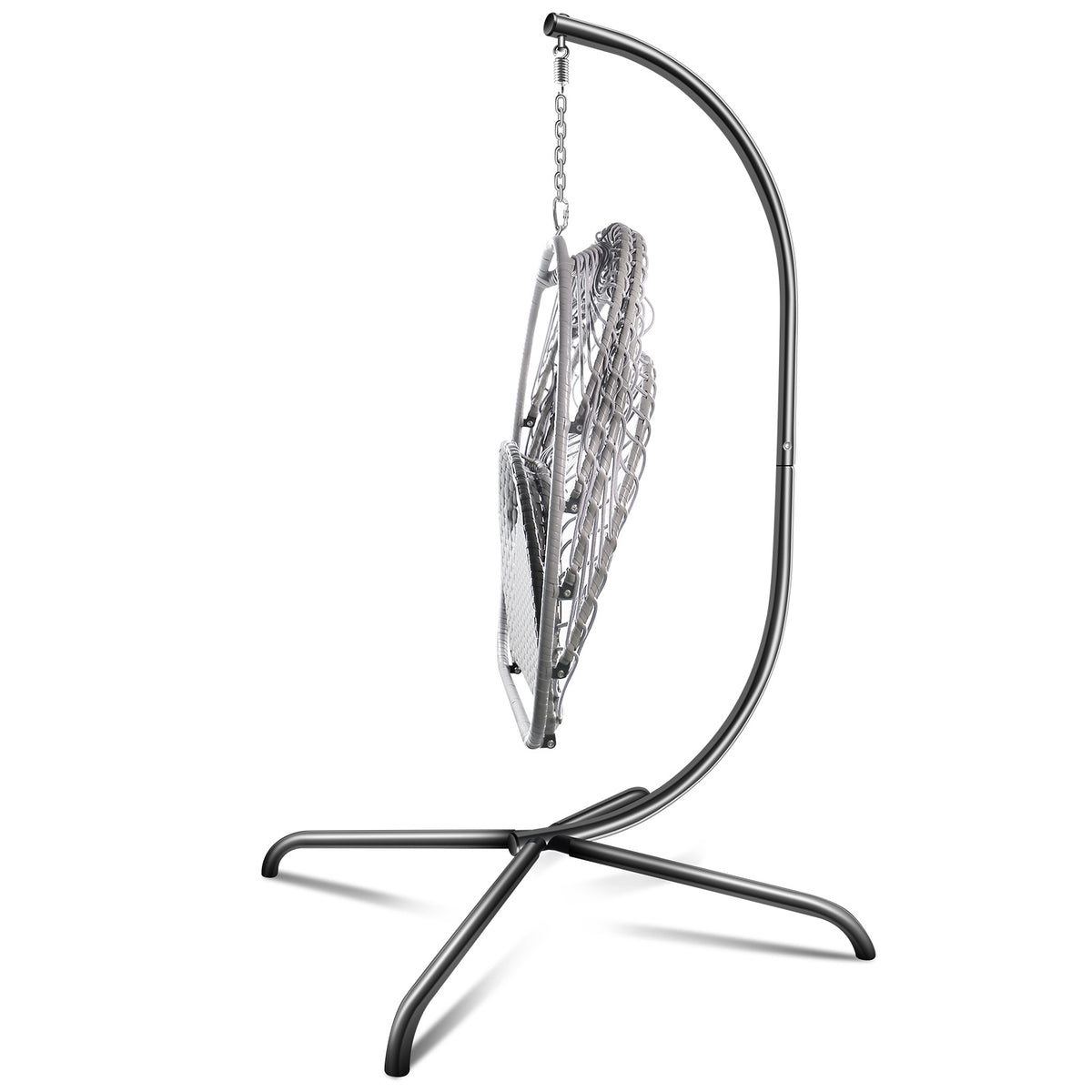 Swing Egg Chair with Stand Indoor Outdoor Wicker Rattan Patio Basket Hanging Chair with C Type bracket , with cushion and pillow Banned from selling on Amazon.(Black New arrivals within 10 days)